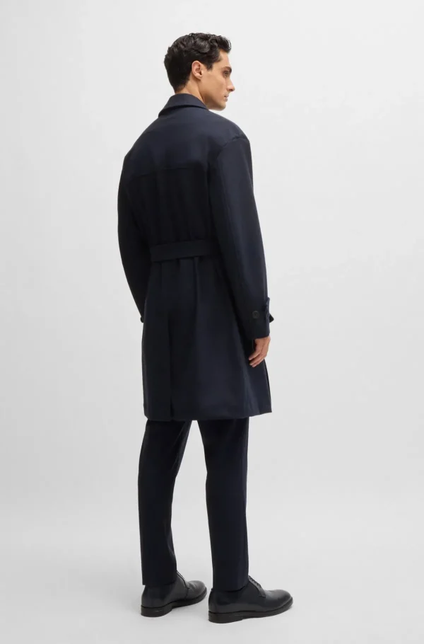 HUGO BOSS Sobretudos E Parkas>Gabardine Repelente à água Em Flanela Elástica