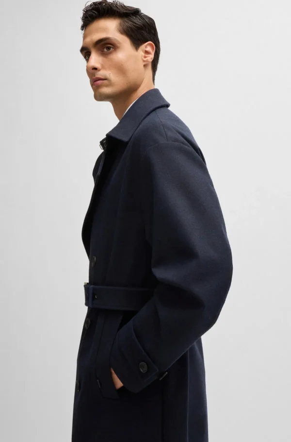 HUGO BOSS Sobretudos E Parkas>Gabardine Repelente à água Em Flanela Elástica