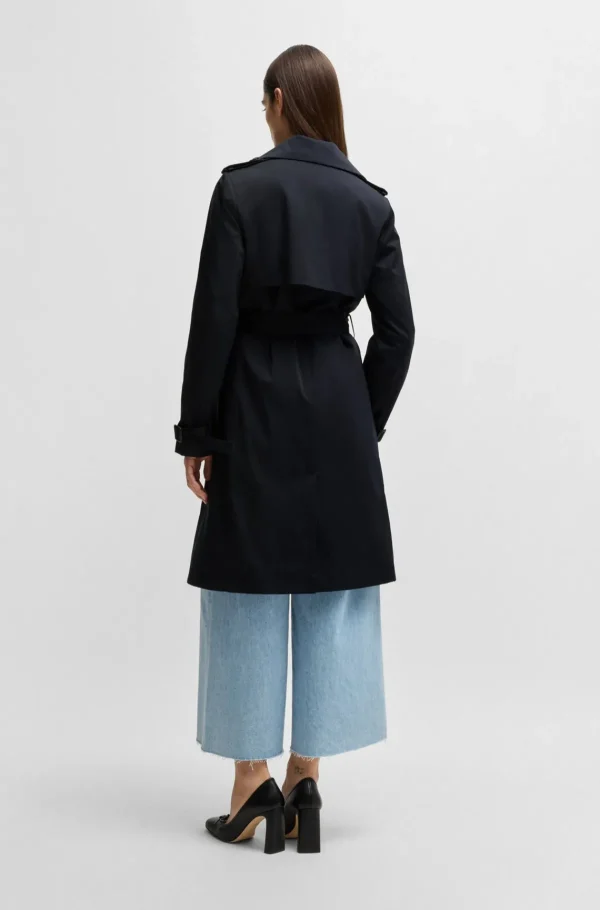 MULHER HUGO BOSS Sobretudos E Parkas>Gabardine Trespassada Com Cinto De Fivela