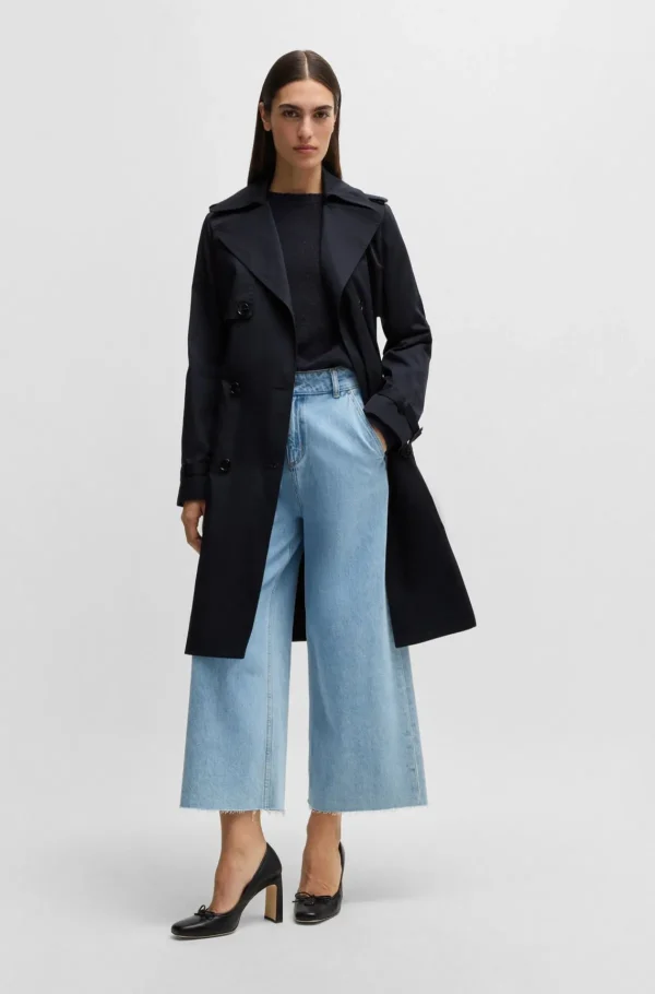 MULHER HUGO BOSS Sobretudos E Parkas>Gabardine Trespassada Com Cinto De Fivela