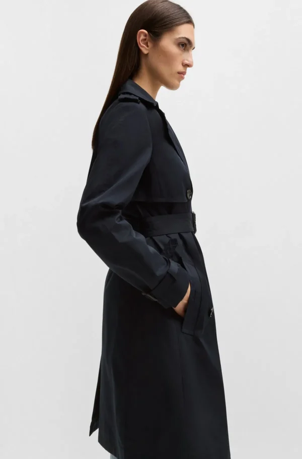 MULHER HUGO BOSS Sobretudos E Parkas>Gabardine Trespassada Com Cinto De Fivela