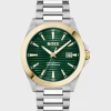 HUGO BOSS Relógios>Gold- And -tone Watch With Green Grooved Dial