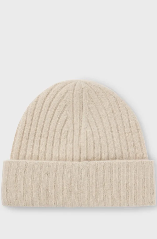 HUGO BOSS Bonés E Gorros>Gorro Canelado Em Lã E Caxemira