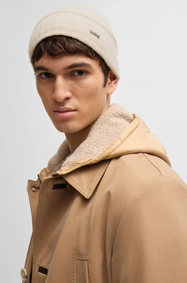 HUGO BOSS Bonés E Gorros>Gorro Canelado Em Lã E Caxemira