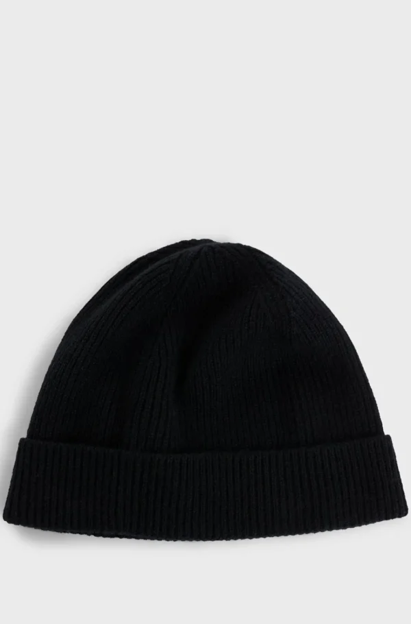 HUGO BOSS Bonés E Gorros>Gorro De Caxemira Com Placa Com Logótipo