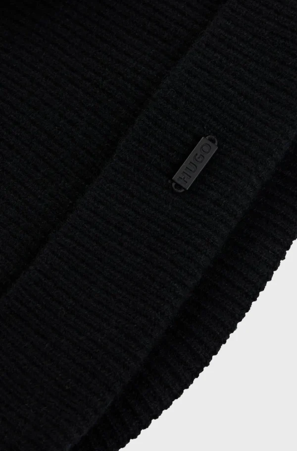 HUGO BOSS Bonés E Gorros>Gorro De Caxemira Com Placa Com Logótipo