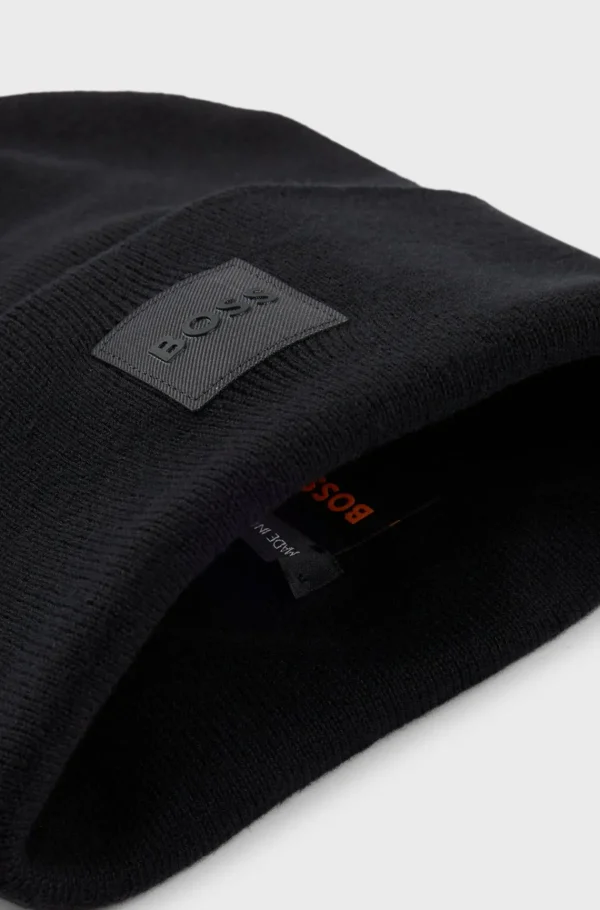 HUGO BOSS Bonés E Gorros>Gorro Em Algodão Tecido Com Etiqueta De Logótipo