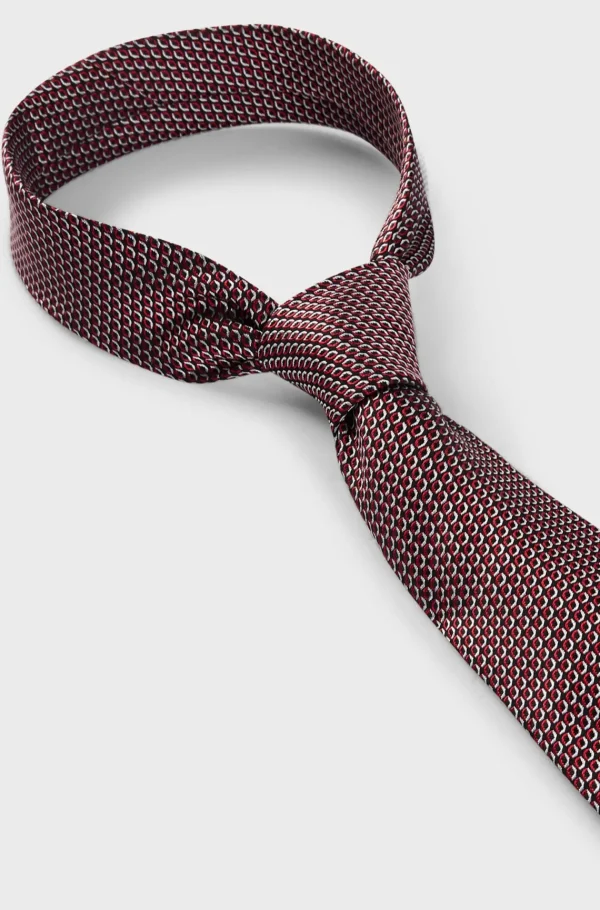 HUGO BOSS Gravatas E Lenços De Bolso>Gravata Em Mistura De Seda Com Padrão Moderno Integral