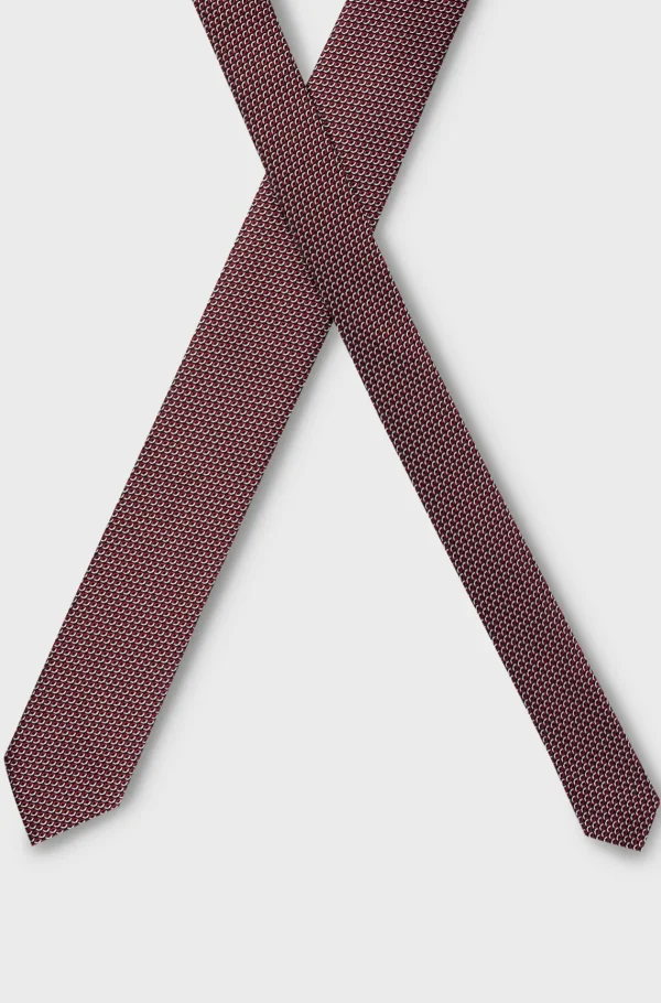 HUGO BOSS Gravatas E Lenços De Bolso>Gravata Em Mistura De Seda Com Padrão Moderno Integral