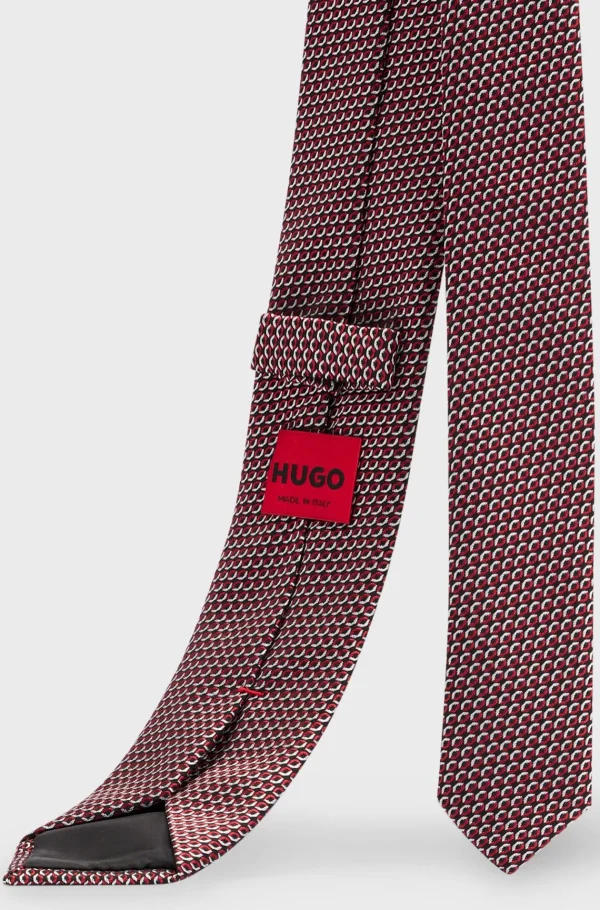 HUGO BOSS Gravatas E Lenços De Bolso>Gravata Em Mistura De Seda Com Padrão Moderno Integral