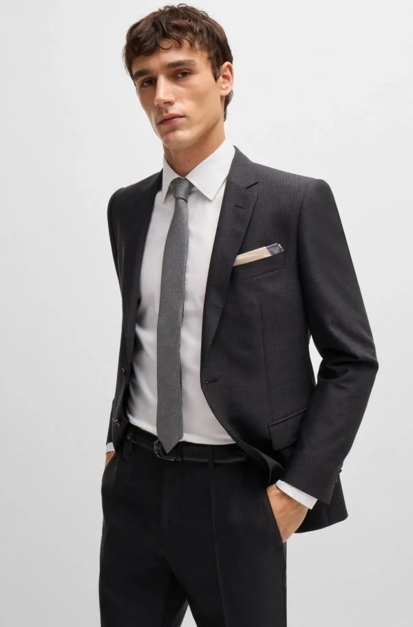 HUGO BOSS Gravatas E Lenços De Bolso>Gravata Em Seda Com Padrão Jacquard