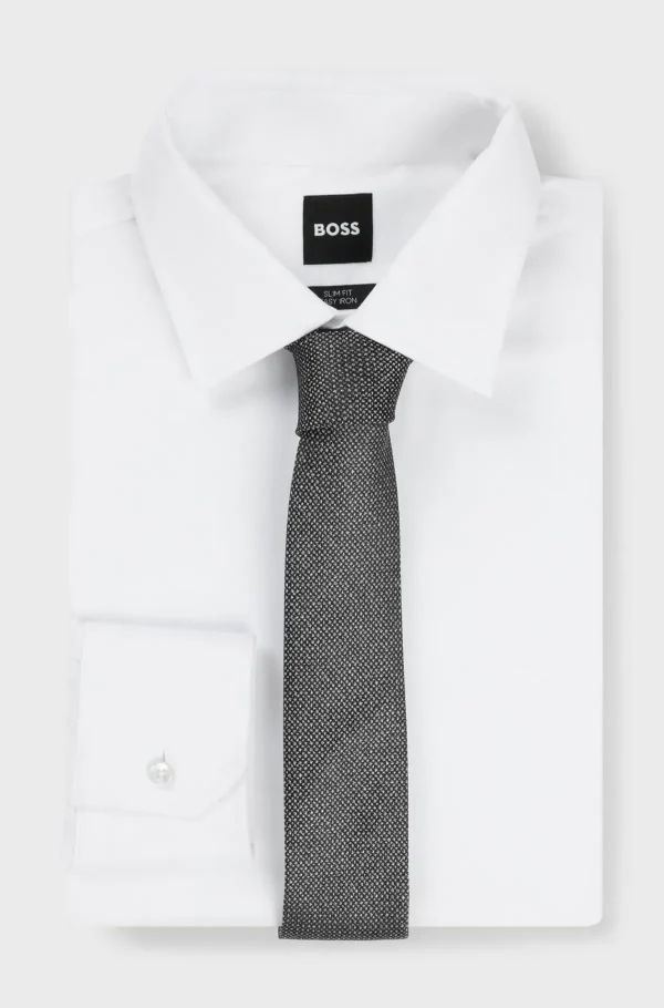 HUGO BOSS Gravatas E Lenços De Bolso>Gravata Em Seda Com Padrão Jacquard
