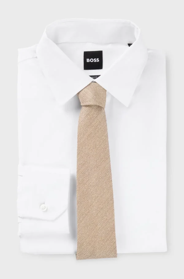 HUGO BOSS Gravatas E Lenços De Bolso>Gravata Estruturada Numa Mistura De Lã E Seda Italiana