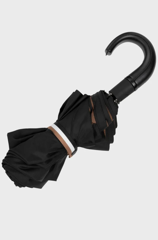 MULHER HUGO BOSS Mais Acessórios>Guarda-chuva De Bolso Preto Com Interior Camel