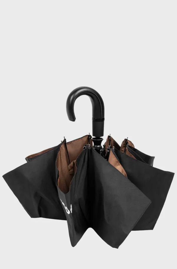 MULHER HUGO BOSS Mais Acessórios>Guarda-chuva De Bolso Preto Com Interior Camel