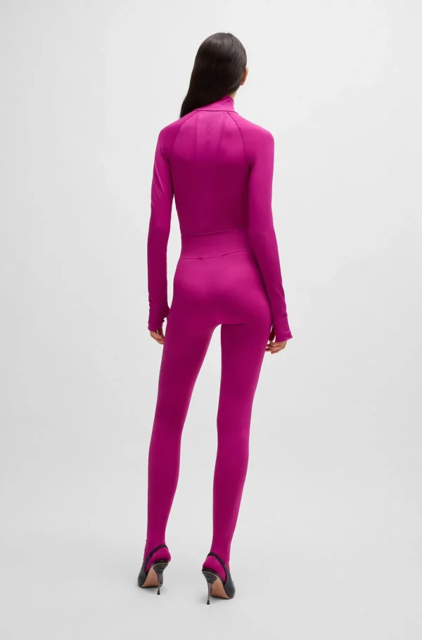 MULHER HUGO BOSS Calças E Calções>Leggings De Jersey Elástico NAOMI X BOSS Com Cintura Da Marca