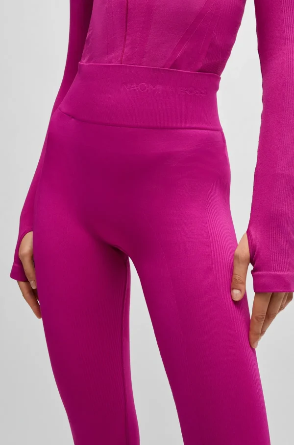 MULHER HUGO BOSS Calças E Calções>Leggings De Jersey Elástico NAOMI X BOSS Com Cintura Da Marca