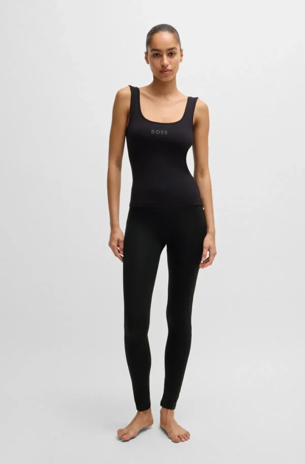 MULHER HUGO BOSS Pijamas E Loungewear>Leggings De Pijama De Jersey Elástico Com Estampado De Logótipo