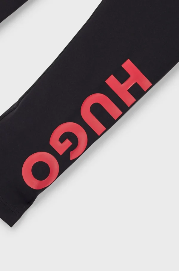 Crianças HUGO BOSS Partes De Baixo Para Rapariga>Leggings Para Criança Em Tecido Elástico Com Logótipo Vertical Estampado