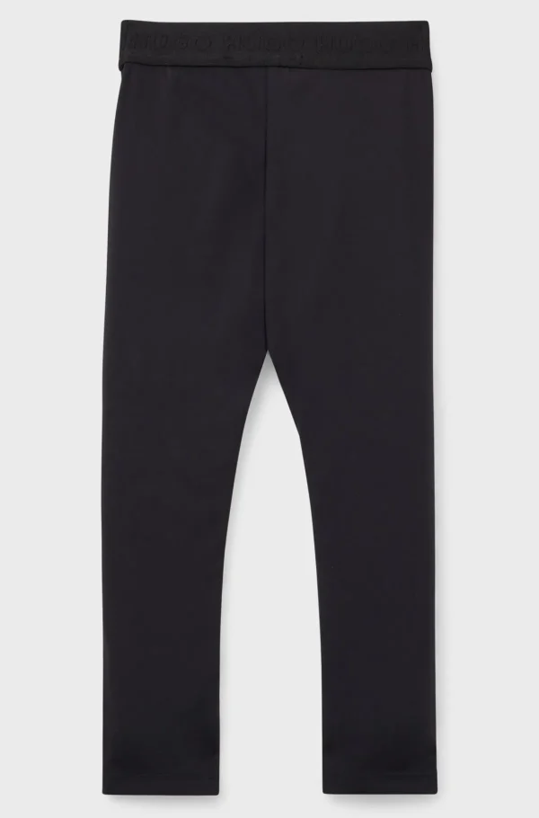 Crianças HUGO BOSS Partes De Baixo Para Rapariga>Leggings Para Criança Em Tecido Elástico Com Logótipo Vertical Estampado
