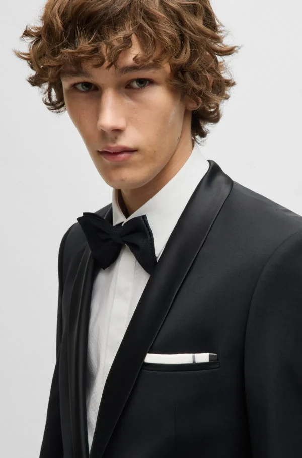 HUGO BOSS Gravatas E Lenços De Bolso>Lenço De Bolso De Algodão Com Borda E Logótipo