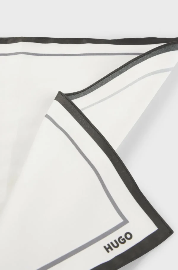 HUGO BOSS Gravatas E Lenços De Bolso>Lenço De Bolso De Algodão Com Borda E Logótipo
