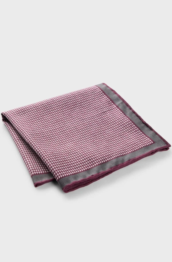 HUGO BOSS Gravatas E Lenços De Bolso>Lenço De Bolso Em Seda Pura Com Estampado Duplo