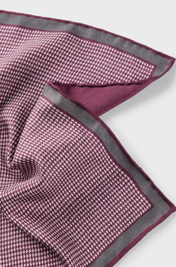 HUGO BOSS Gravatas E Lenços De Bolso>Lenço De Bolso Em Seda Pura Com Estampado Duplo