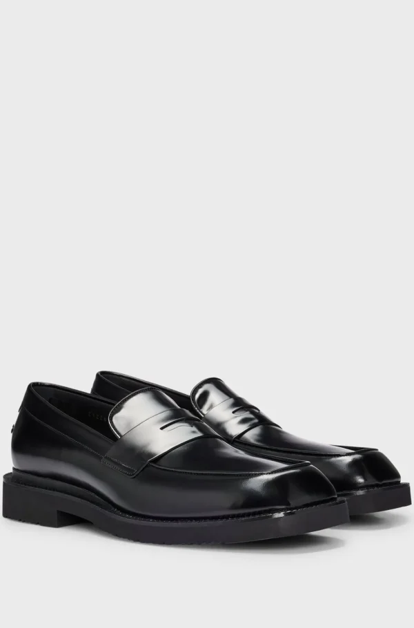 HUGO BOSS Sapatos Informais>Loafers Com Acabamentos Tipo Penny Em Pele Escovada