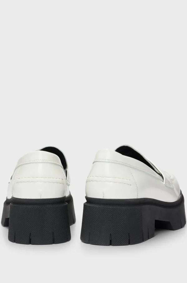 MULHER HUGO BOSS Saltos Rasos>Loafers Com Logótipo Sobreposto Em Pele E Sola Grossa