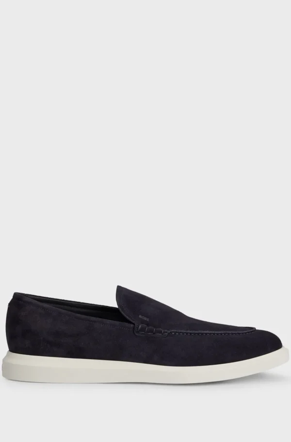 HUGO BOSS Sapatos Descontraídos>Loafers Em Camurça Com Sola Em Borracha