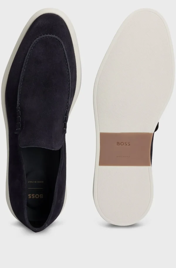 HUGO BOSS Sapatos Descontraídos>Loafers Em Camurça Com Sola Em Borracha
