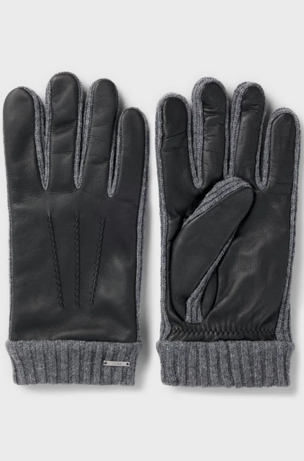 HUGO BOSS Luvas>Luvas Com Logótipo Em Lã E Pele
