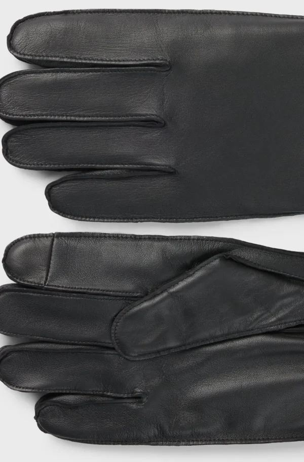HUGO BOSS Luvas>Luvas De Pele Granulada Com Forro De Lã E Logótipo Metálico