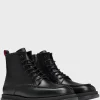 HUGO BOSS Botas>Meias Botas Em Pele Com Atacadores E Presilha De Assinatura