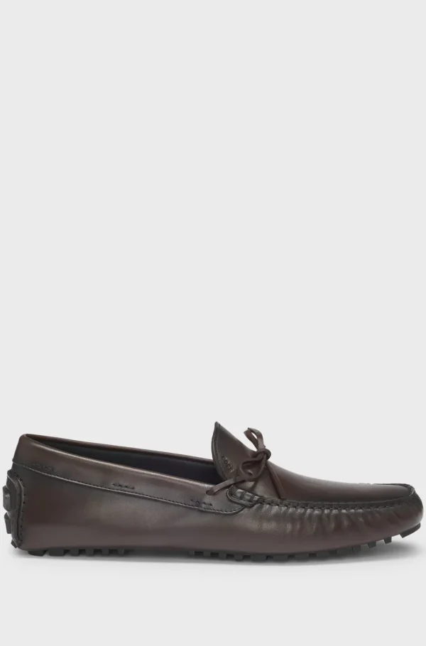 HUGO BOSS Mocassins>Mocassins Em Pele Com Sola De Condutor E Logótipo