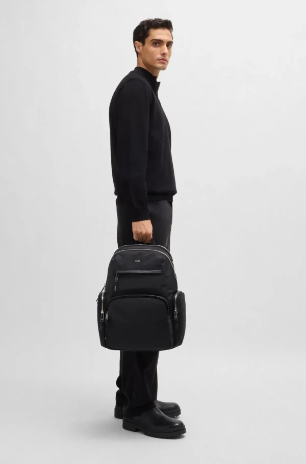 HUGO BOSS Malas>Mochila Com Acabamentos Em Pele E Fecho Bidirecional