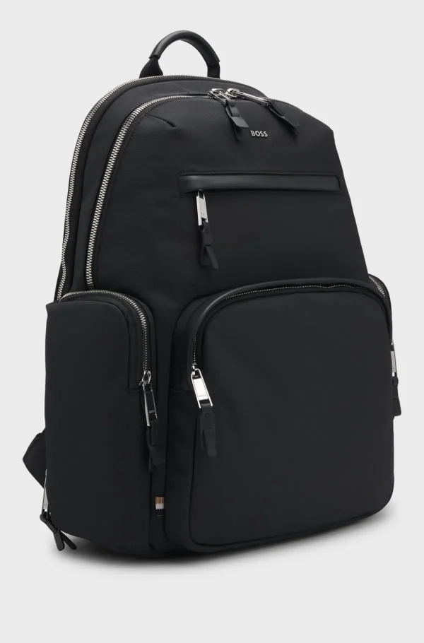 HUGO BOSS Malas>Mochila Com Acabamentos Em Pele E Fecho Bidirecional