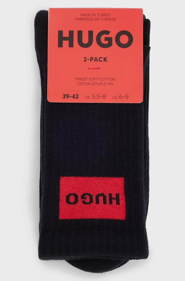 HUGO BOSS Artigos Essenciais>Pack De Dois Pares De Meias Curtas Com Logótipos Vermelhos