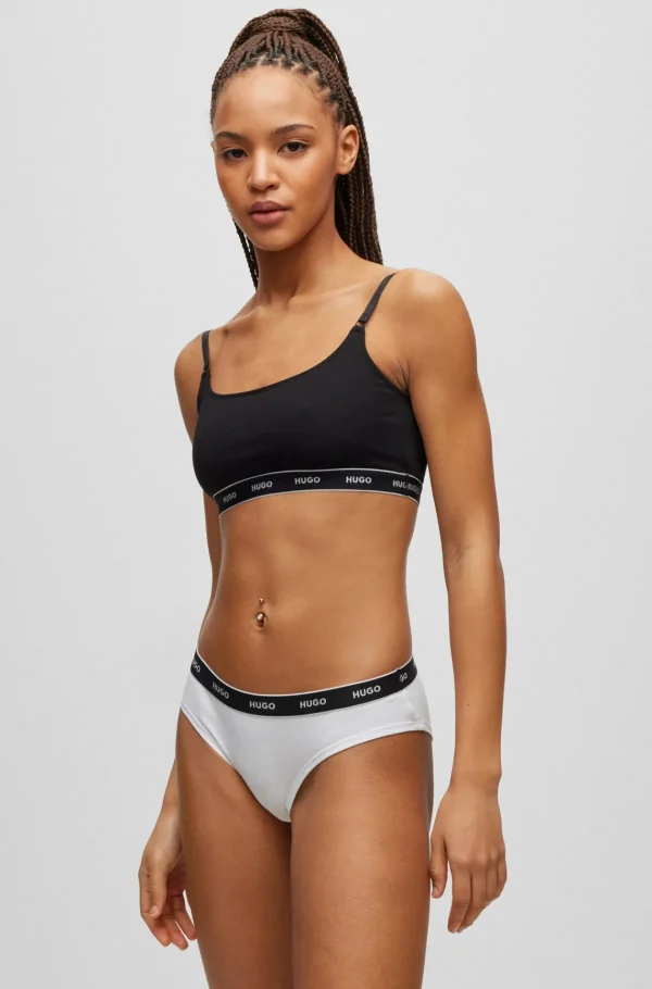 MULHER HUGO BOSS Roupa Interior>Pack De Três Slips Em Algodão Elástico Com Logótipos Na Cintura