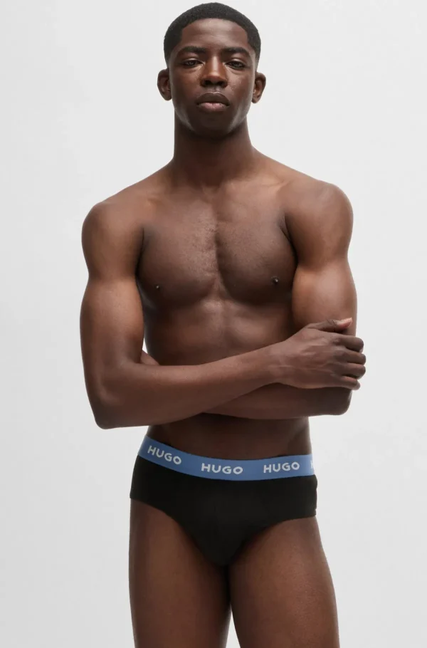 HUGO BOSS Roupa Interior>Pack De Três Slips Em Algodão Elástico Com Logótipos Na Cintura