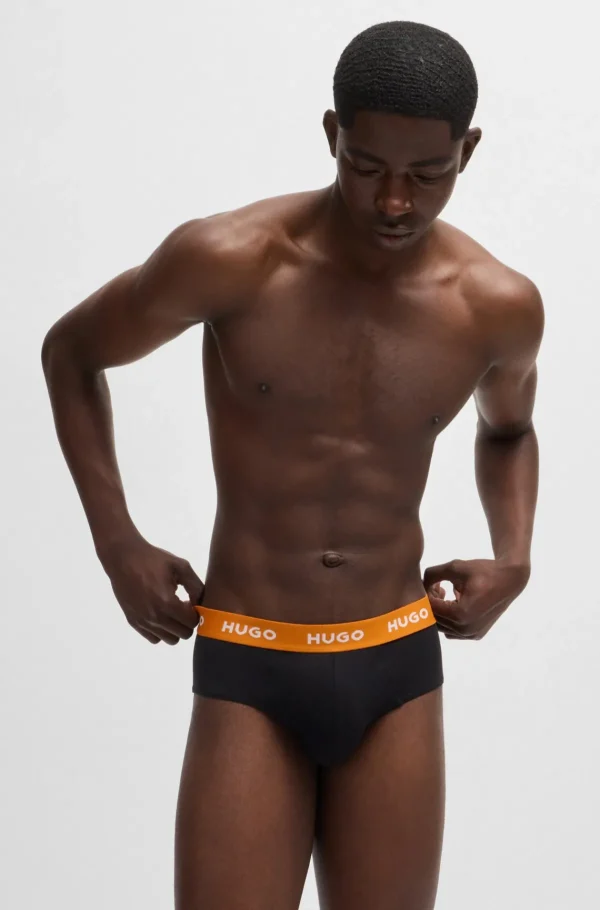HUGO BOSS Roupa Interior>Pack De Três Slips Em Algodão Elástico Com Logótipos Na Cintura