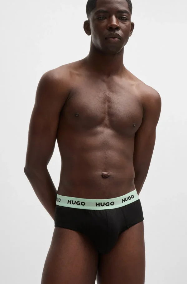 HUGO BOSS Roupa Interior>Pack De Três Slips Em Algodão Elástico Com Logótipos Na Cintura