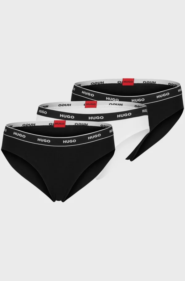 MULHER HUGO BOSS Roupa Interior>Pack De Três Slips Em Algodão Elástico Com Logótipos Na Cintura
