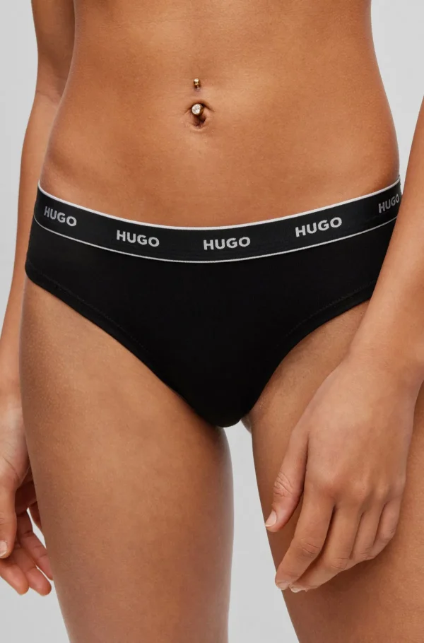 MULHER HUGO BOSS Roupa Interior>Pack De Três Slips Em Algodão Elástico Com Logótipos Na Cintura