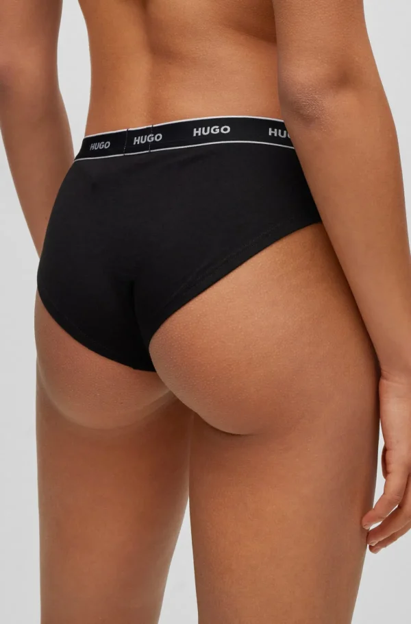 MULHER HUGO BOSS Roupa Interior>Pack De Três Slips Em Algodão Elástico Com Logótipos Na Cintura