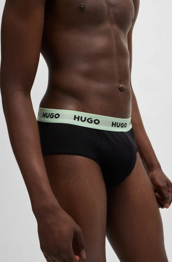 HUGO BOSS Roupa Interior>Pack De Três Slips Em Algodão Elástico Com Logótipos Na Cintura
