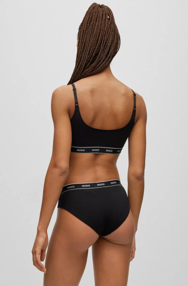 MULHER HUGO BOSS Roupa Interior>Pack De Três Slips Em Algodão Elástico Com Logótipos Na Cintura