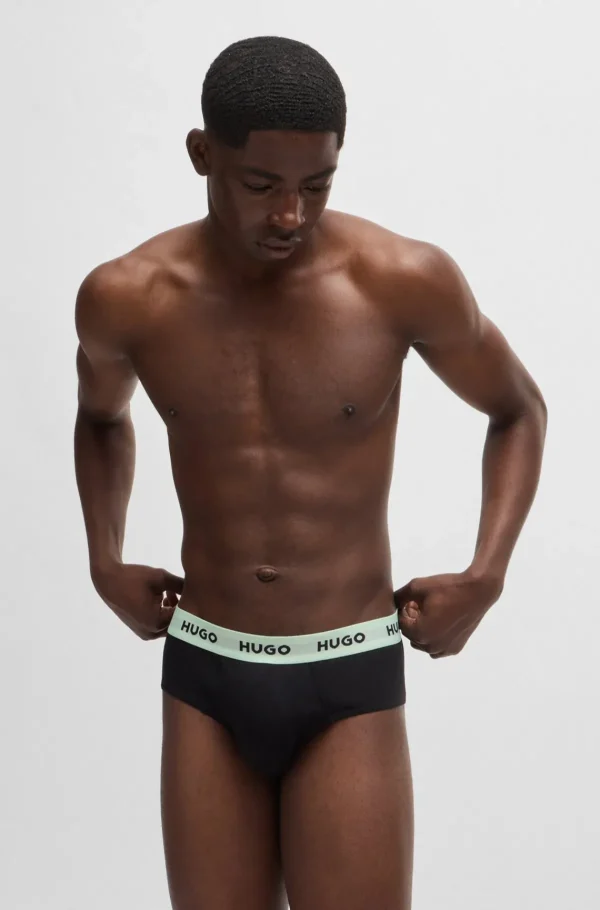 HUGO BOSS Roupa Interior>Pack De Três Slips Em Algodão Elástico Com Logótipos Na Cintura