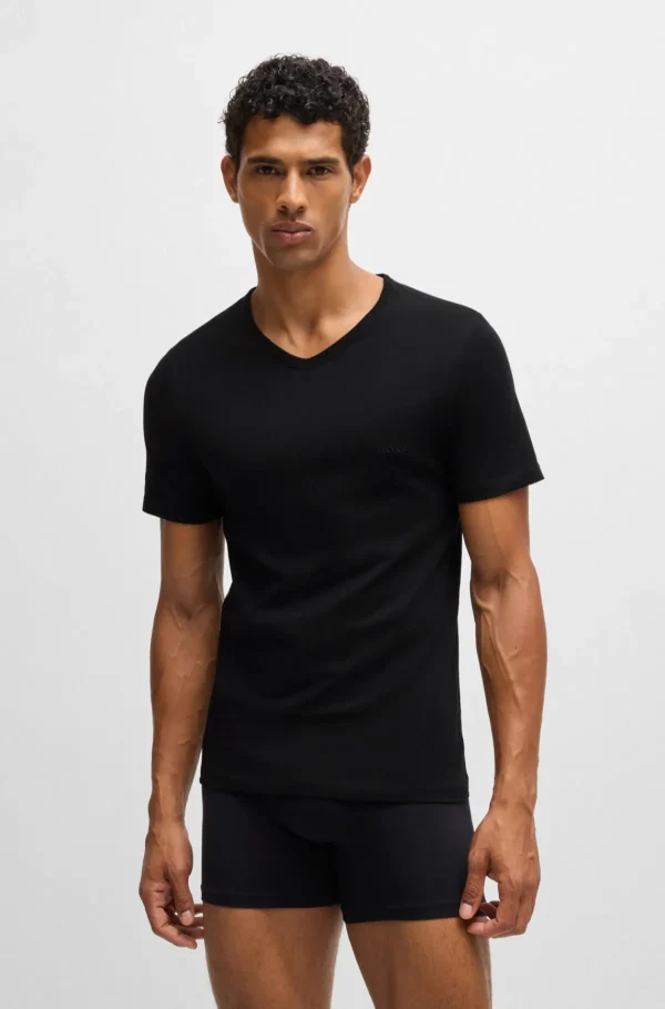 HUGO BOSS Roupa Interior>Pack De Três T-shirts Com Gola Em V Em Jersey De Algodão